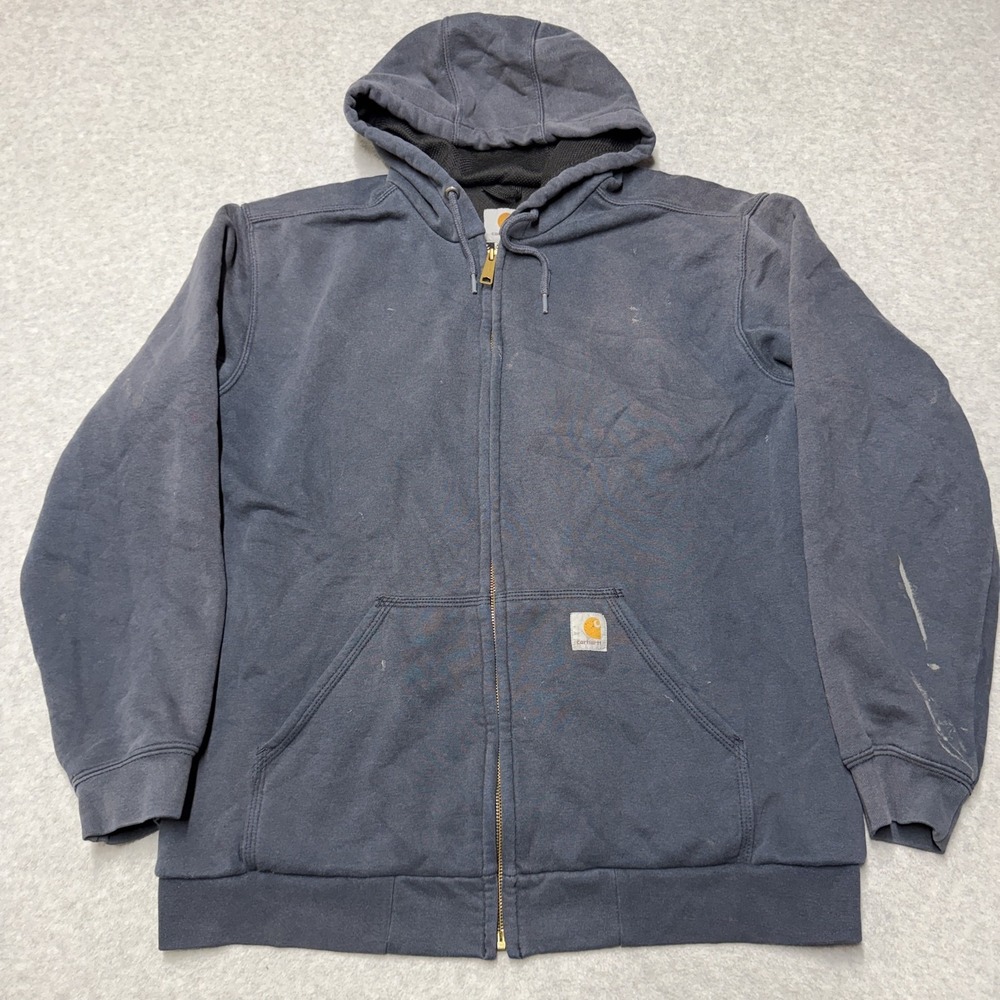 Carhartt Mens Blue Rain Defender Full Zip Fleece Lined Hoodie 100632 472 Medium